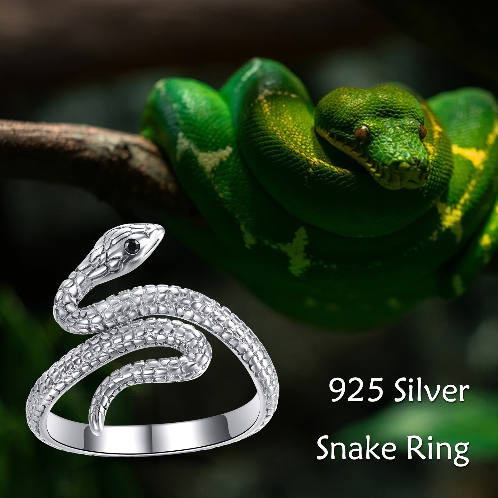 Women's 925 Sterling Silver Snake Ring — Elegant Statement Piece
